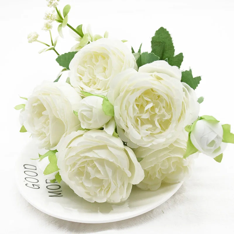 9 Head Peony Bouquet - Artificial Flowers for Weddings