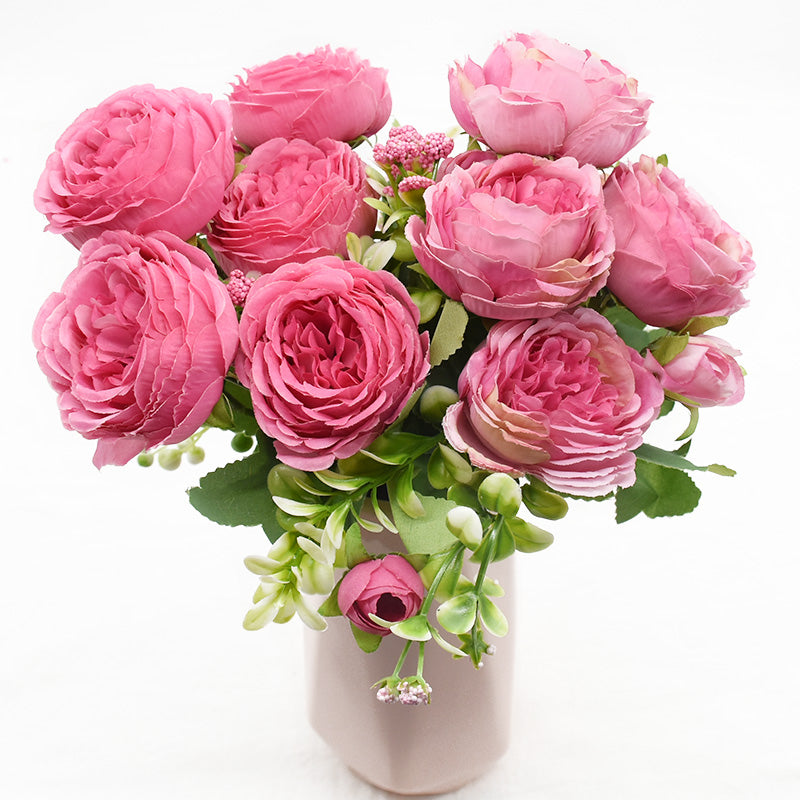 9 Head Peony Bouquet - Artificial Flowers for Weddings