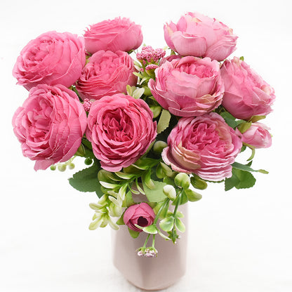 9 Head Peony Bouquet - Artificial Flowers for Weddings