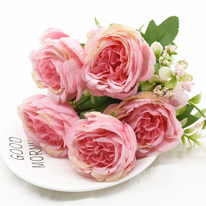 9 Head Peony Bouquet - Artificial Flowers for Weddings