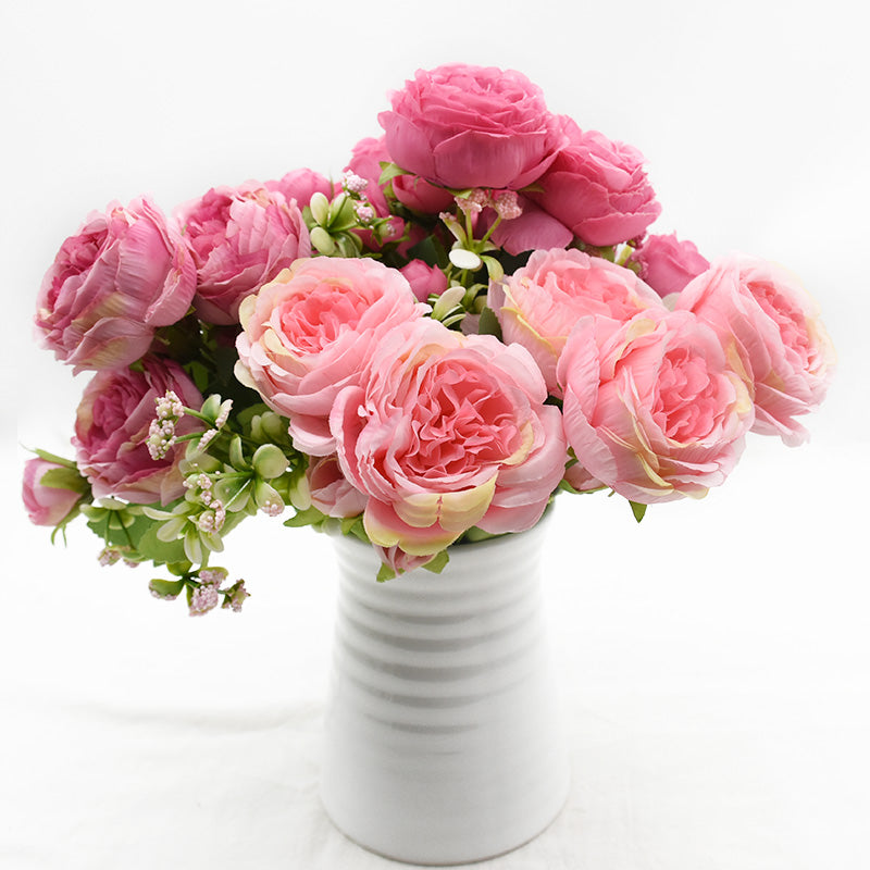 9 Head Peony Bouquet - Artificial Flowers for Weddings