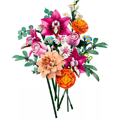 Pink Flower Bouquet Building Blocks Set - Creative Decor Kit