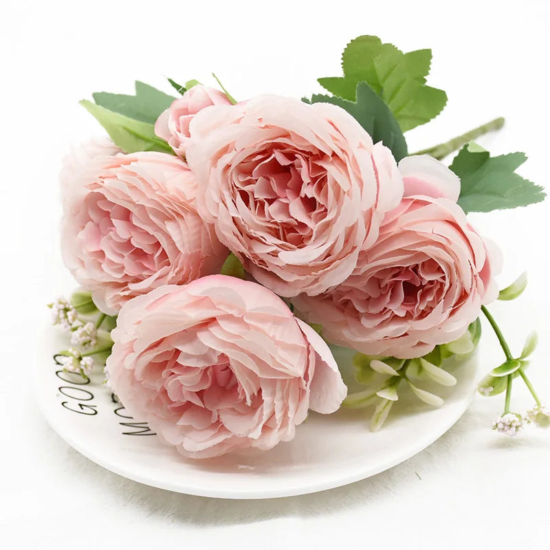 9 Head Peony Bouquet - Artificial Flowers for Weddings