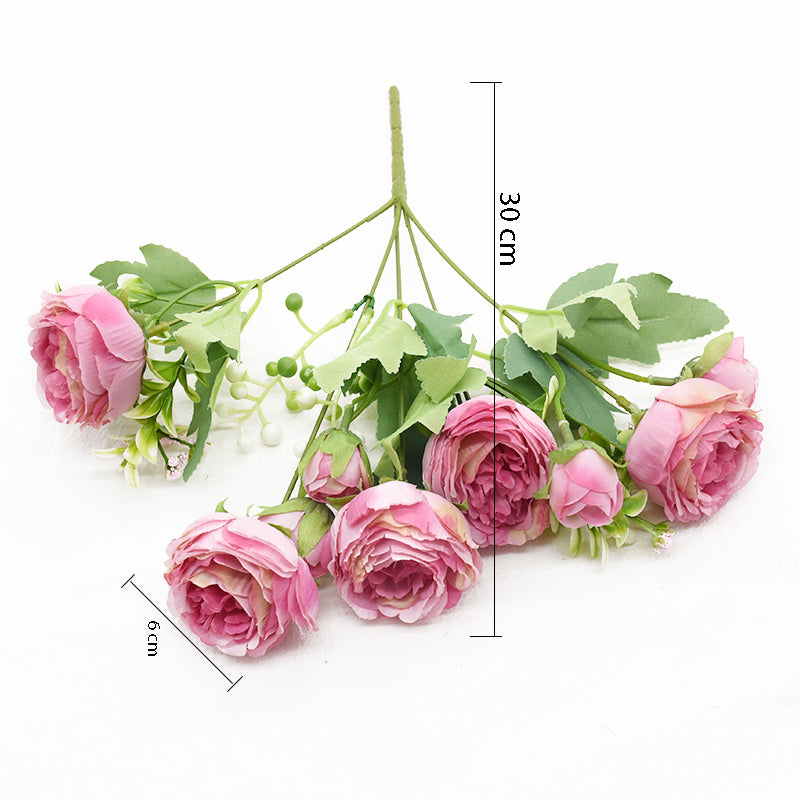 9 Head Peony Bouquet - Artificial Flowers for Weddings