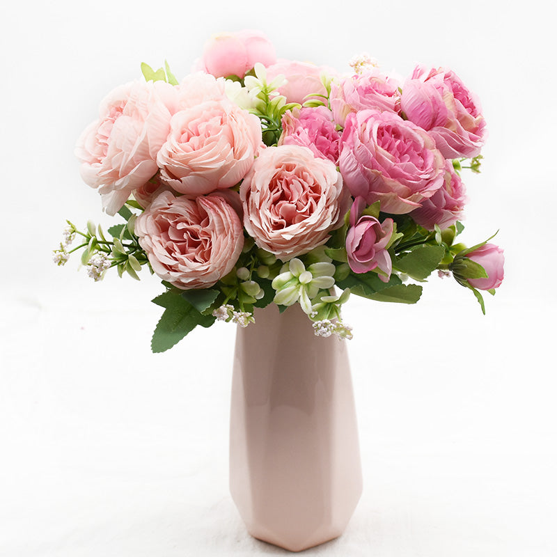 9 Head Peony Bouquet - Artificial Flowers for Weddings