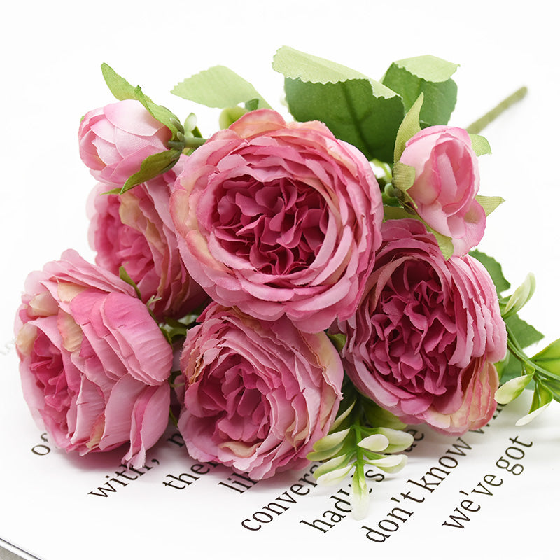 9 Head Peony Bouquet - Artificial Flowers for Weddings