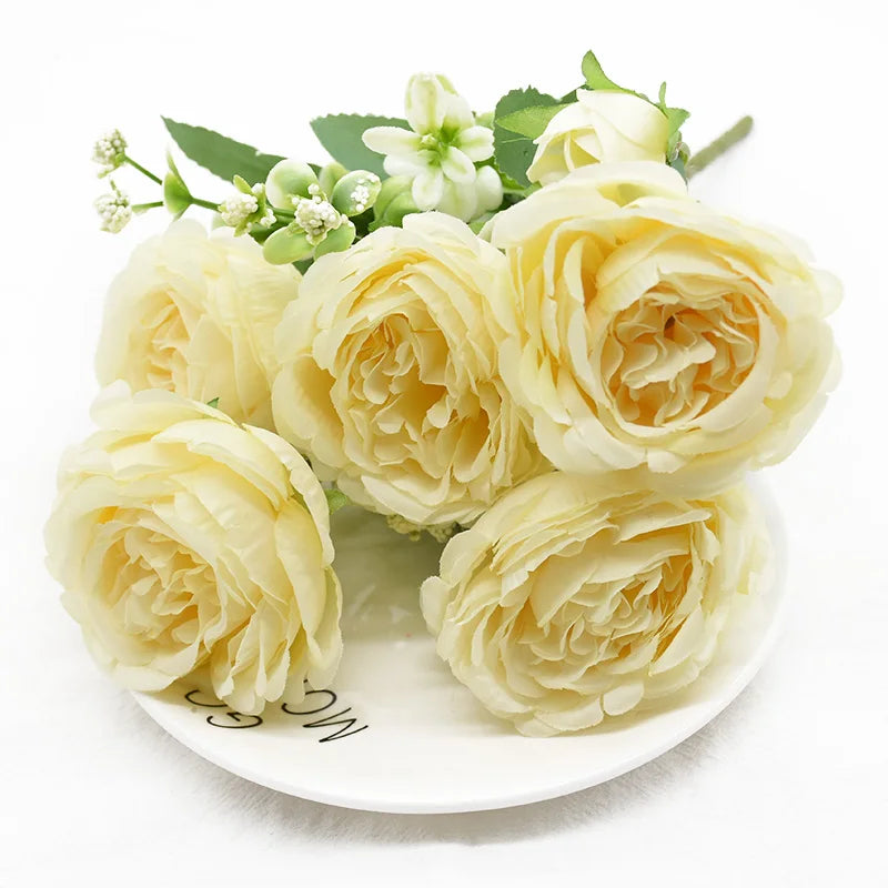 9 Head Peony Bouquet - Artificial Flowers for Weddings
