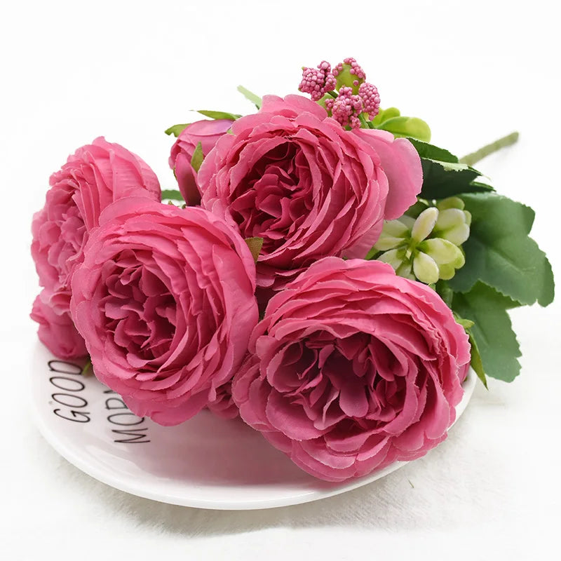 9 Head Peony Bouquet - Artificial Flowers for Weddings