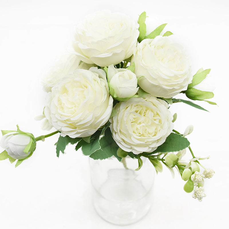 9 Head Peony Bouquet - Artificial Flowers for Weddings