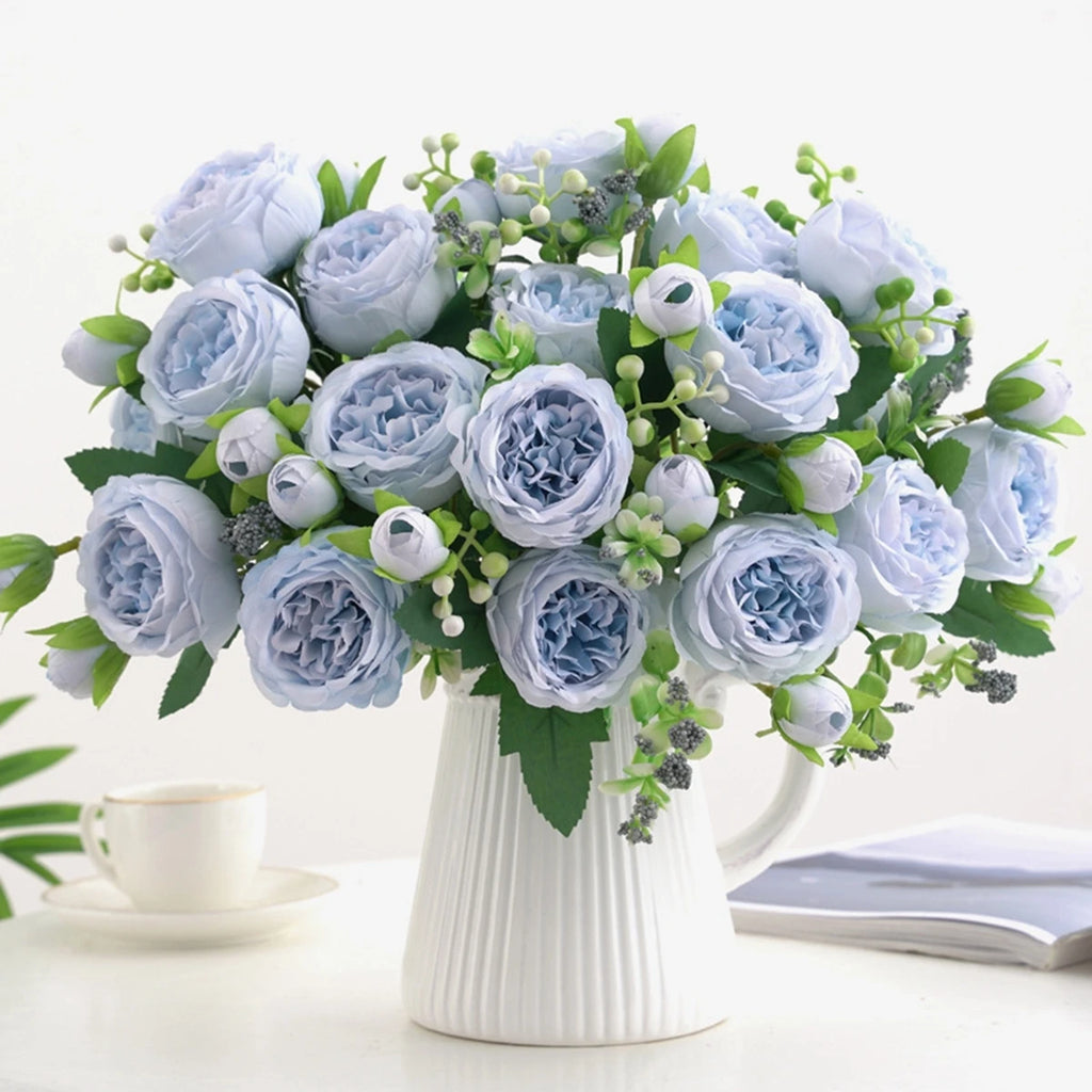 9 Head Peony Bouquet - Artificial Flowers for Weddings